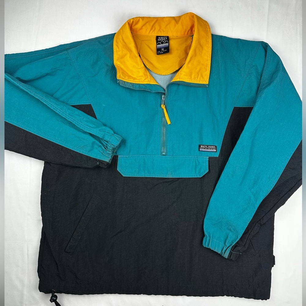 vintage White Sierra pullover anorak windbreaker jacket color-block design